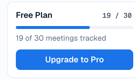 Sidebar showing meeting usage counter