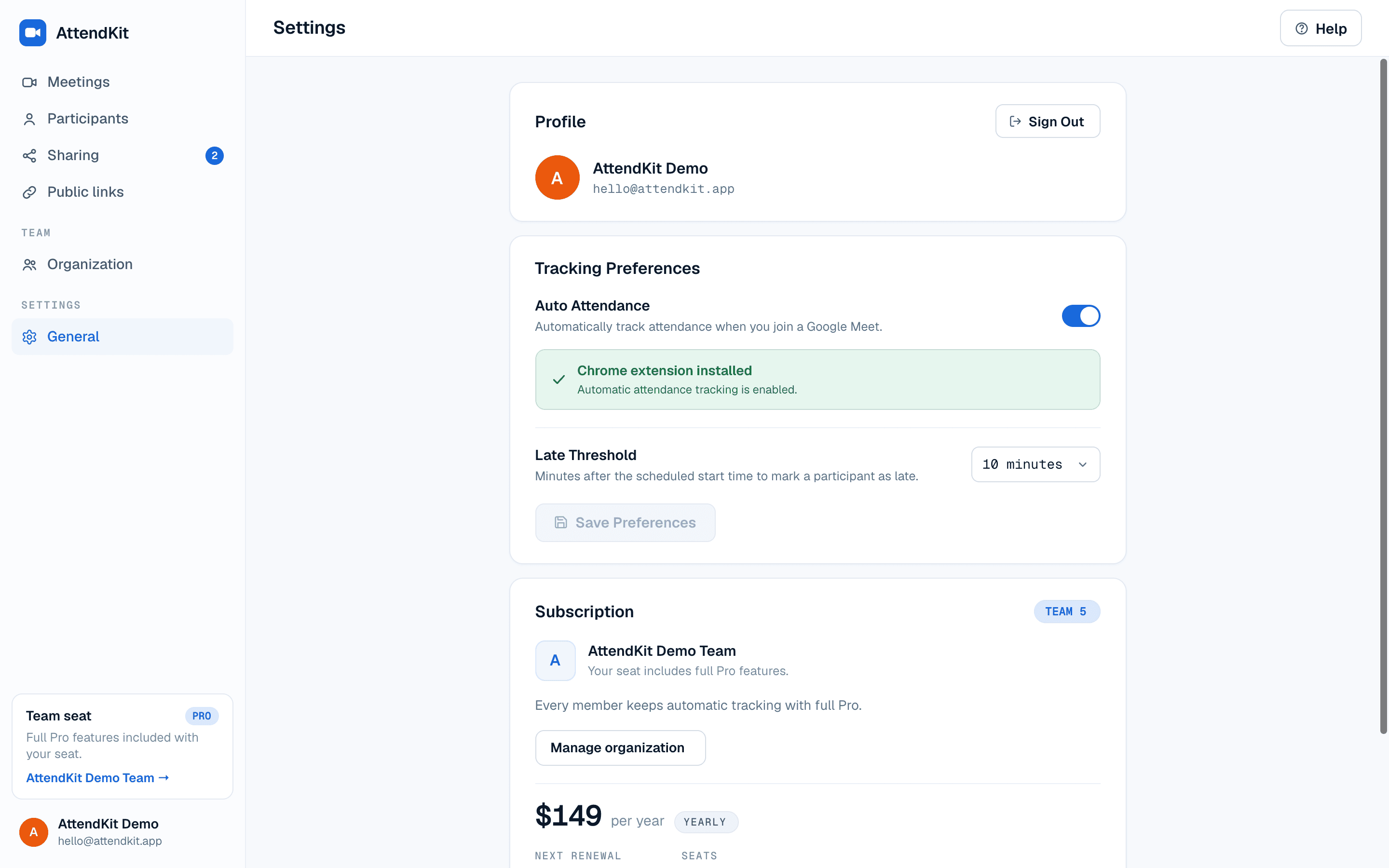 Settings page showing Chrome extension installed